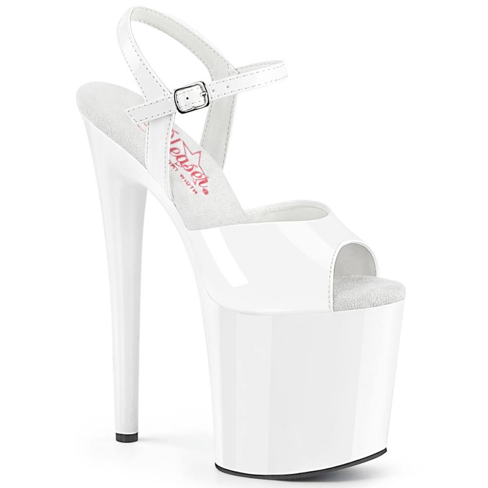 Pleaser - NAUGHTY809 Sandale à bride à la cheville, Pole dance chaussures - Blanc Product image